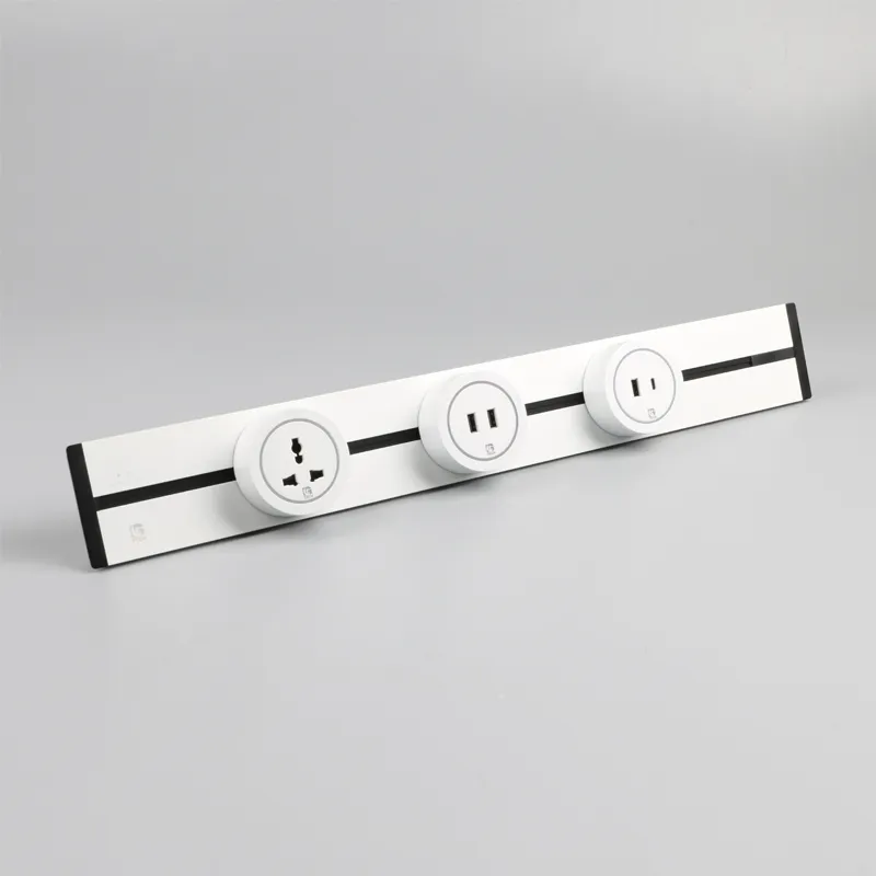 Ổ cắm ray trượt âm màu trắng 32A 8000W LG Tech đi cùng ổ cắm đa năng