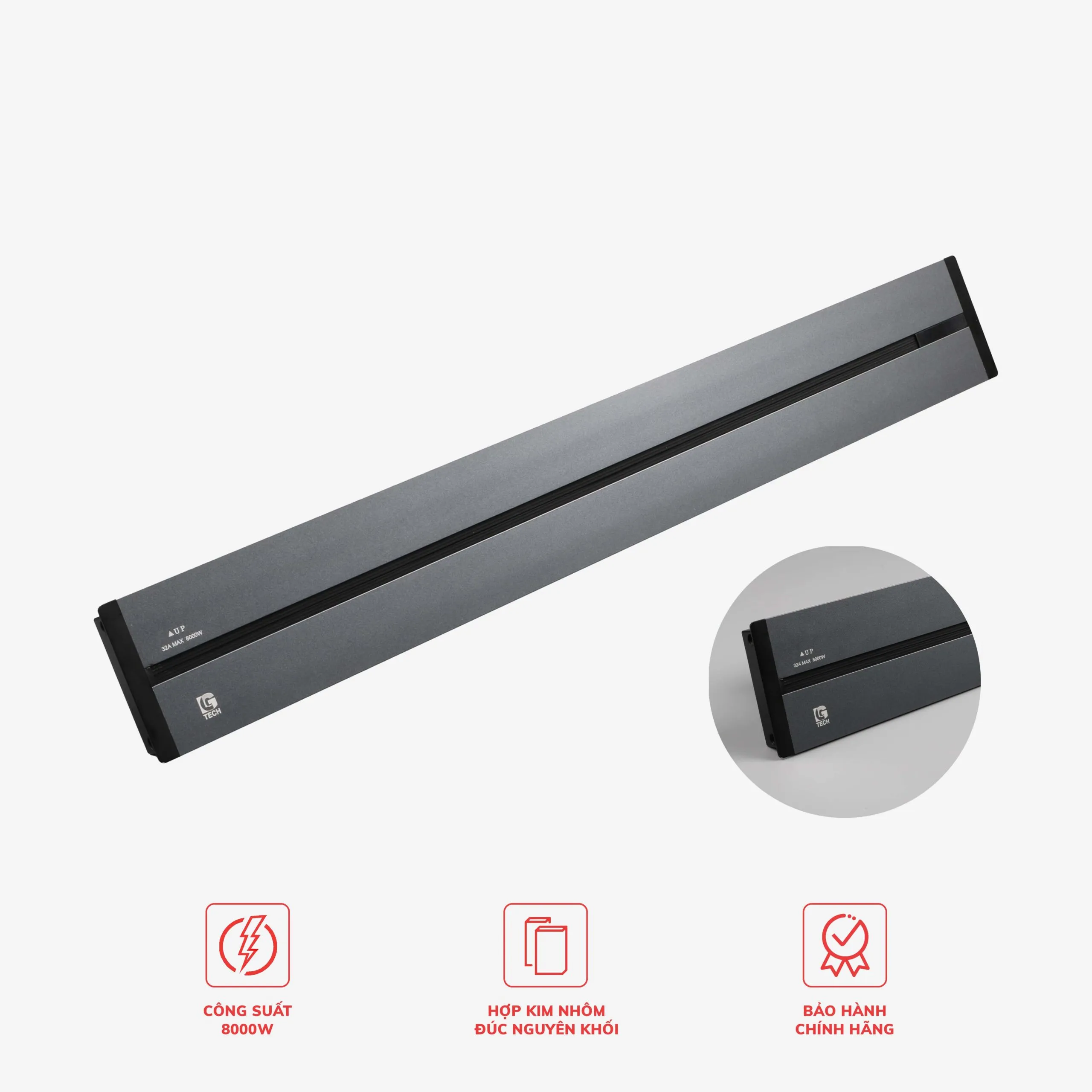 Ổ cắm ray trượt âm màu ghi 32A 8000W LG Tech - Thế hệ hai