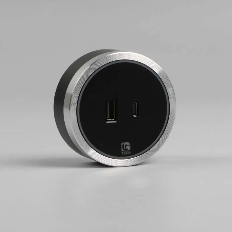 Ổ cắm USB và Type C cho thanh ray viền kim loại bạc LG Tech