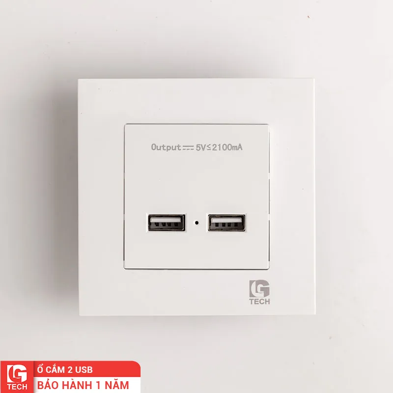 Ổ cắm USB âm tường 2 cổng 5V/2.1A LG Tech LG-F21-033