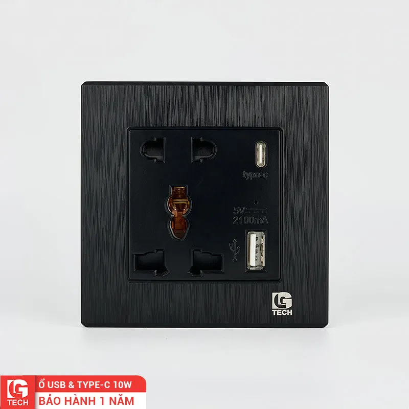 Ổ cắm điện âm tường có cổng USB và Type-c sạc 10W LG Tech LG-B21-150