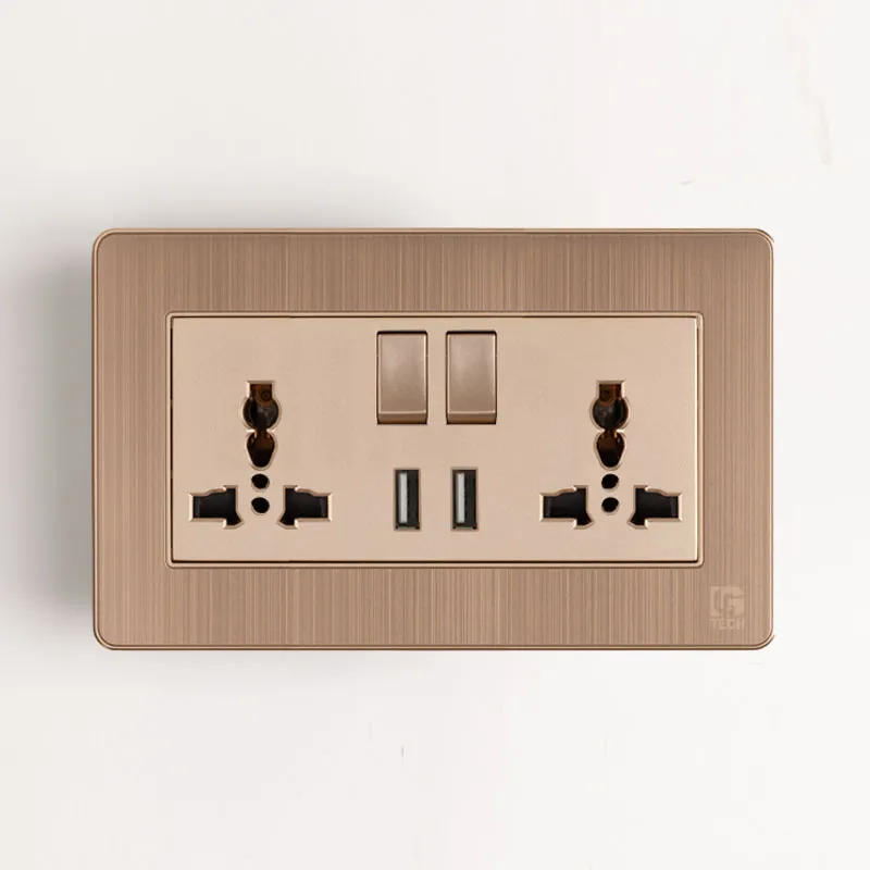 Ổ cắm 3 chấu đôi tích hợp 2 cổng sạc USB LG Tech LG-AB-L-153 - 2