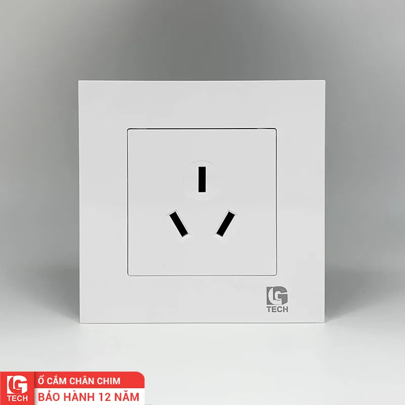 Ổ cắm 3 chân chéo màu trắng LG Tech LG-F21-019