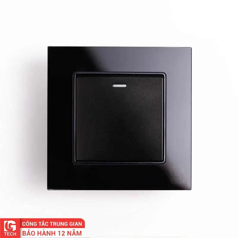 Công tắc trung gian viền kính màu đen LG-F71B-001X
