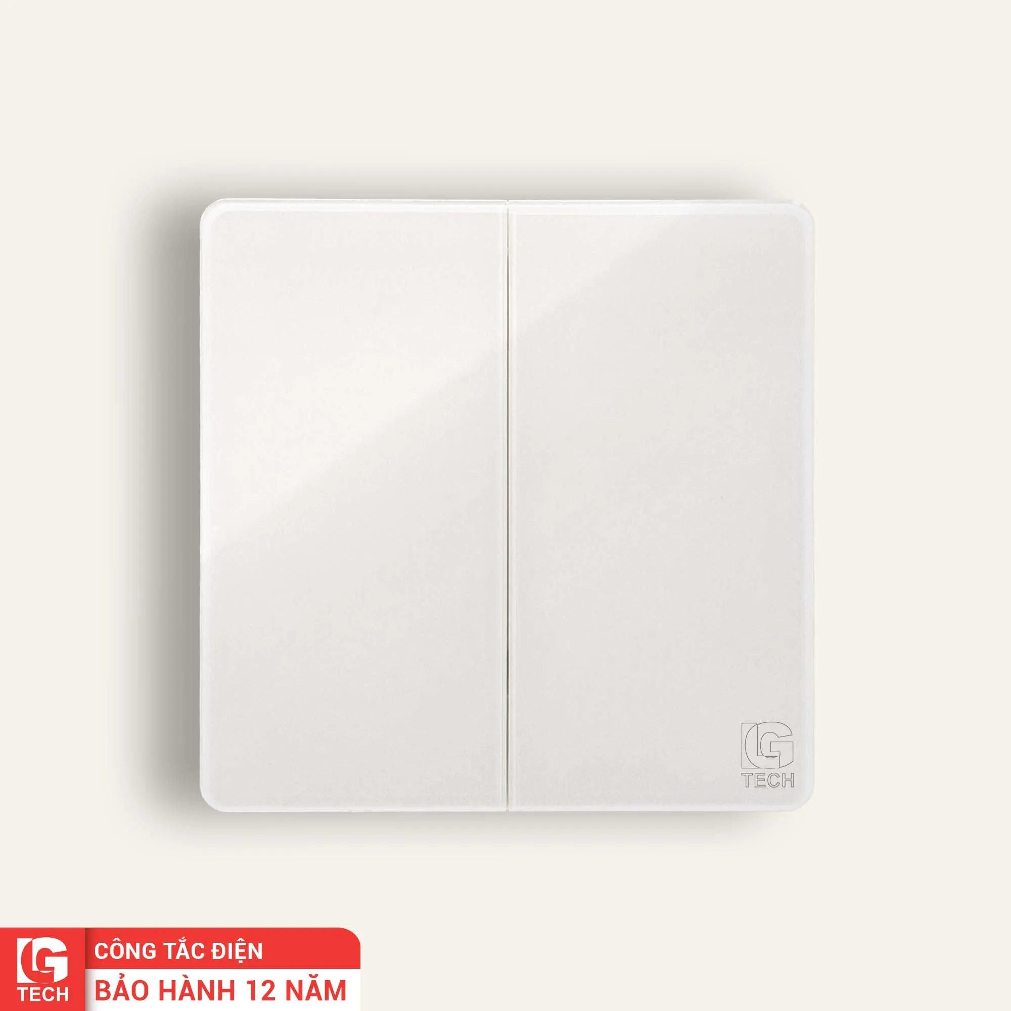 Công tắc mặt kính đôi tràn viền trắng LG-SG-S2N-WG